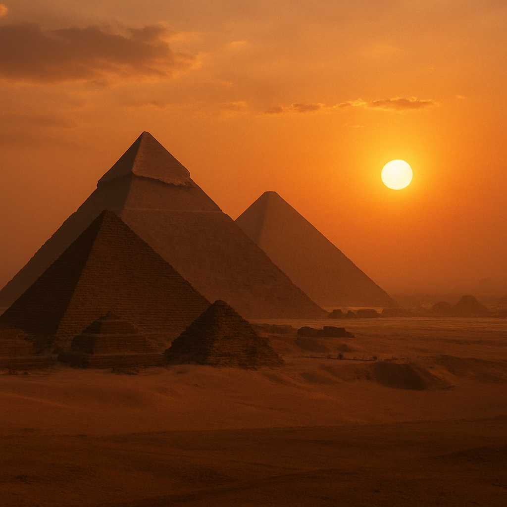 Egyptian Pyramids at Sunset