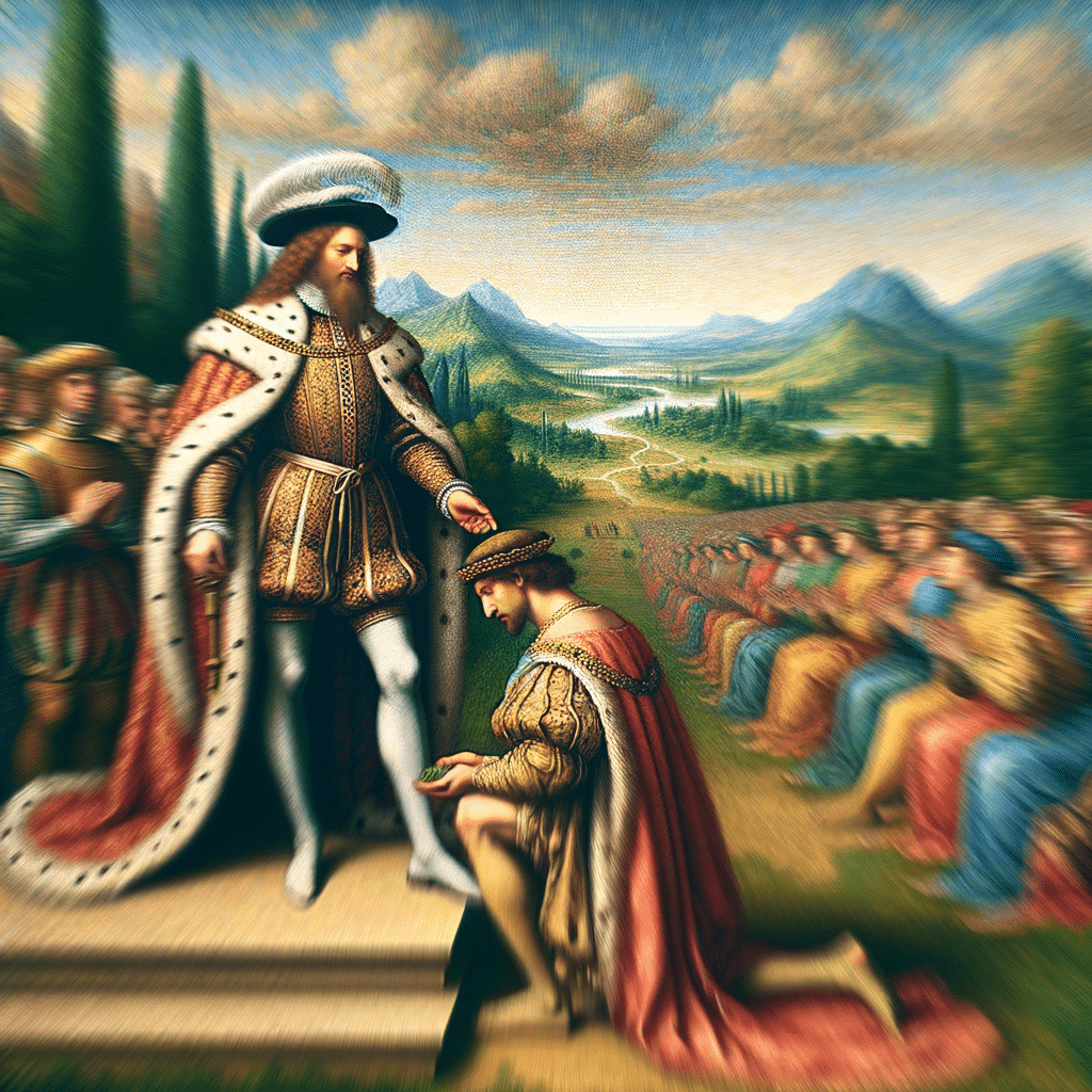 Medieval king granting land